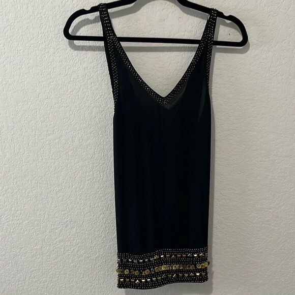 TWELFTH STREET BY CYNTHIA VINCENT Black Top with Gold Embellishments, Size M - Picture 1 of 10